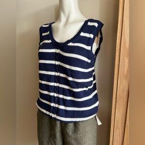 90’s Navy and White Striped 100% Cotton Tank Top